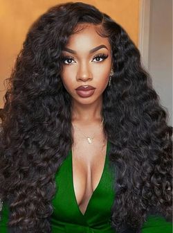13x6 HD Lace Front Wigs Human Hair 28 Inch Water Wave Lace Front Wigs Human Hair 180 Density Pre Plucked Deep Curly Glueless Wigs Human Hair for Black