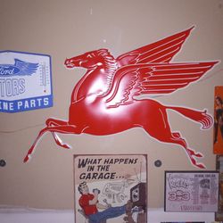 Large Tin Advertising Sign of Pegasus (MobilGas)