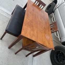 Dining Room Table With 3 Chairs And One Bench 