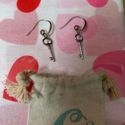 Origami Owl Dangling Key Earrings Silver Color