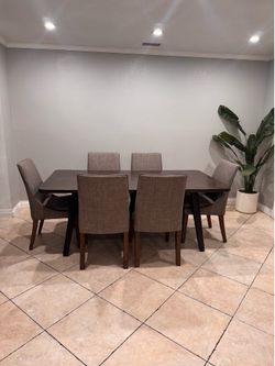 Dining chairs, set of six chairs only table not included color, brown gray