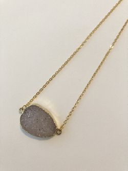 Druzy Quartz Natural Cluster Pendant Necklace 24k Gold Plated ✨NEW✨