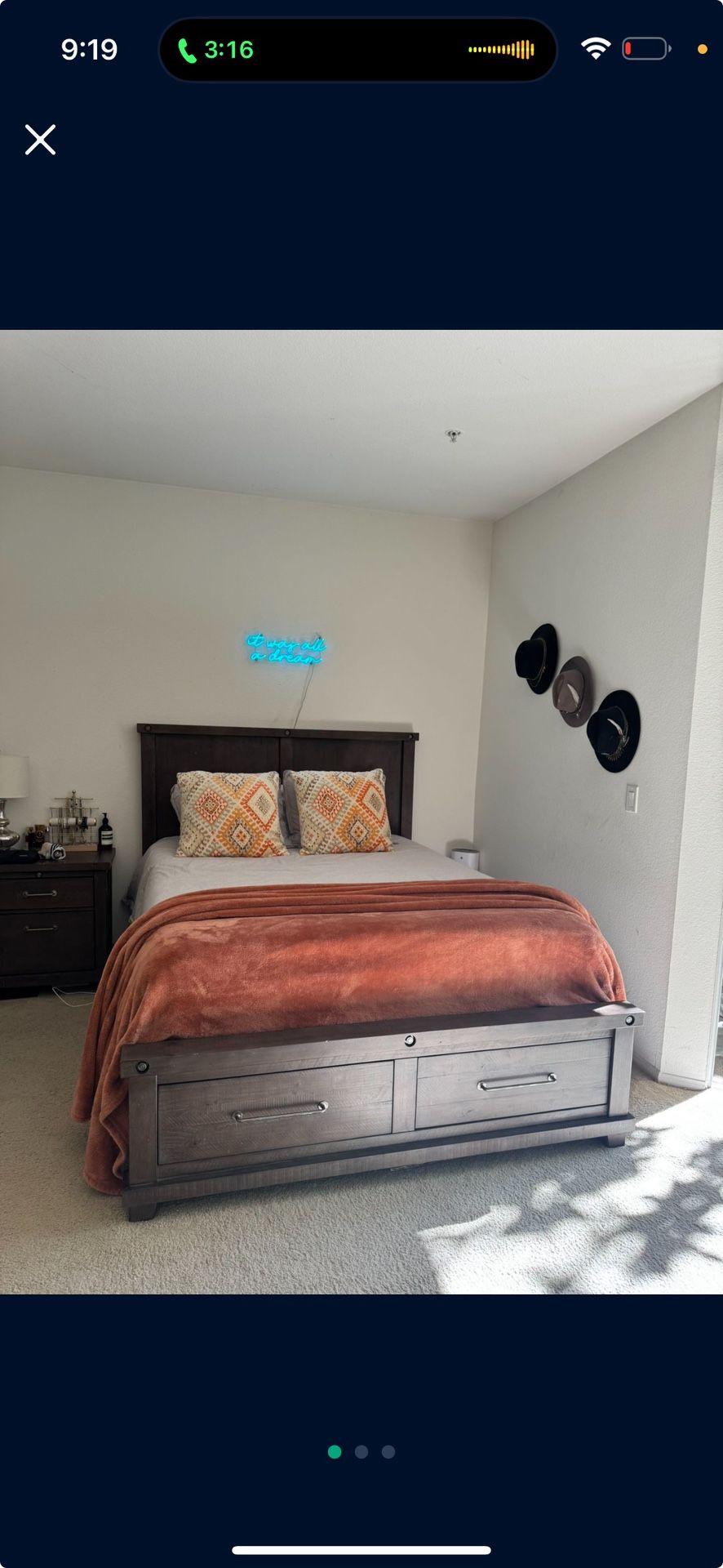 QUEEN BED FRAME W/ STORAGE - LIVING SPACES
