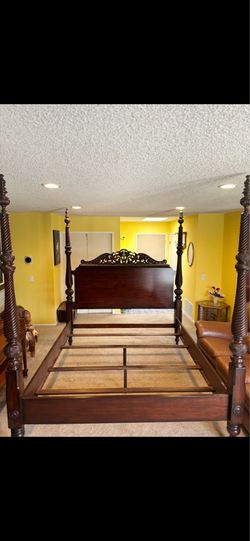 Four post solid hardwood bed frame