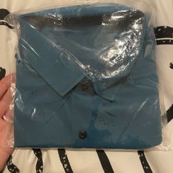 FLY HAWK XL Slim Fit Collared Short Sleeve Formal Shirt Dark Blue