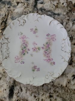 Vintage Porcelain Plate with Floral Pattern