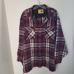 Outback Rider Flannel Shirt Men's Size XXL Red Plaid Double Chest Pocket EUC