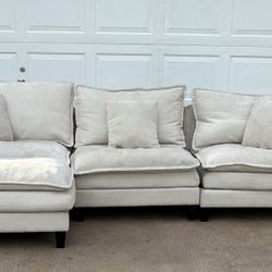 Cream Sectional Couch with Ottoman – Delivery Available
