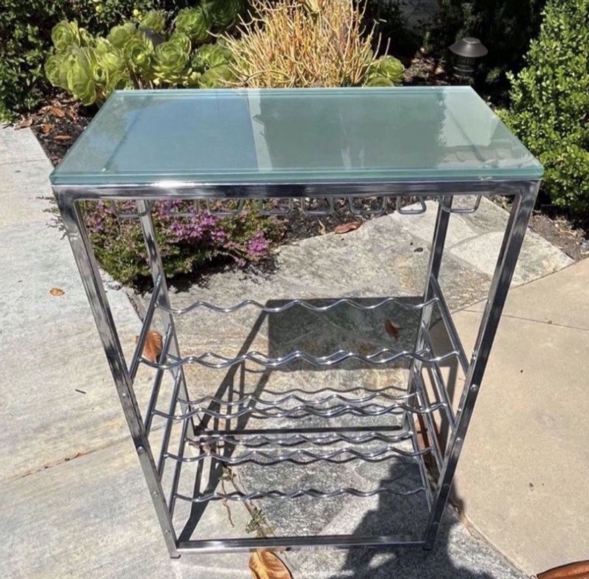 Modern Frosted Glass Wine Bar Table 33x22×13 $280