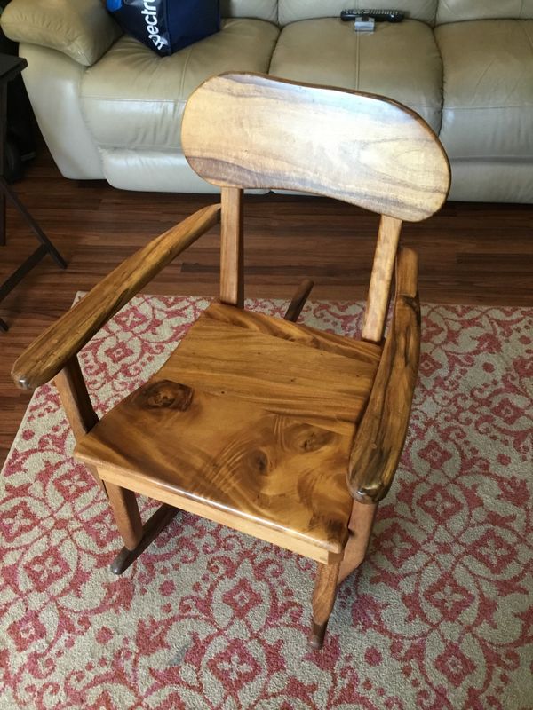 Beautiful Solid Hawaiian Curly Mango Wood Rocking Chair For Sale In Kailua Hi Offerup