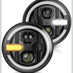 Xprite 1200% Brighter Anti Flicker LED Headlights w/Halo Amber Turn Signal,