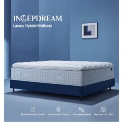 Brand New In The Box- 14 Inch King Size Luxury Hybrid Mattress with Pillow Top, Latex and Memory Foam, Cooling Tencel Fabric, Dual-Layer Pocket Coils 