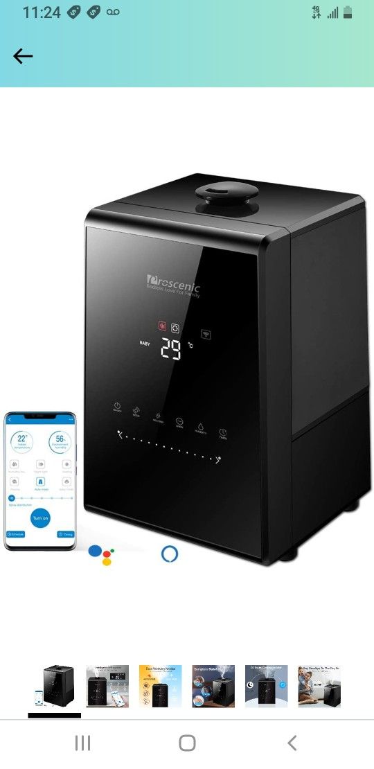 Proscenic Humidifier for Bedroom 5.5L, App and Alexa Control, 360° Warm and Cool Mist, Essential Oil Diffuser, Timer, Customized Humidity Baby Mode fo