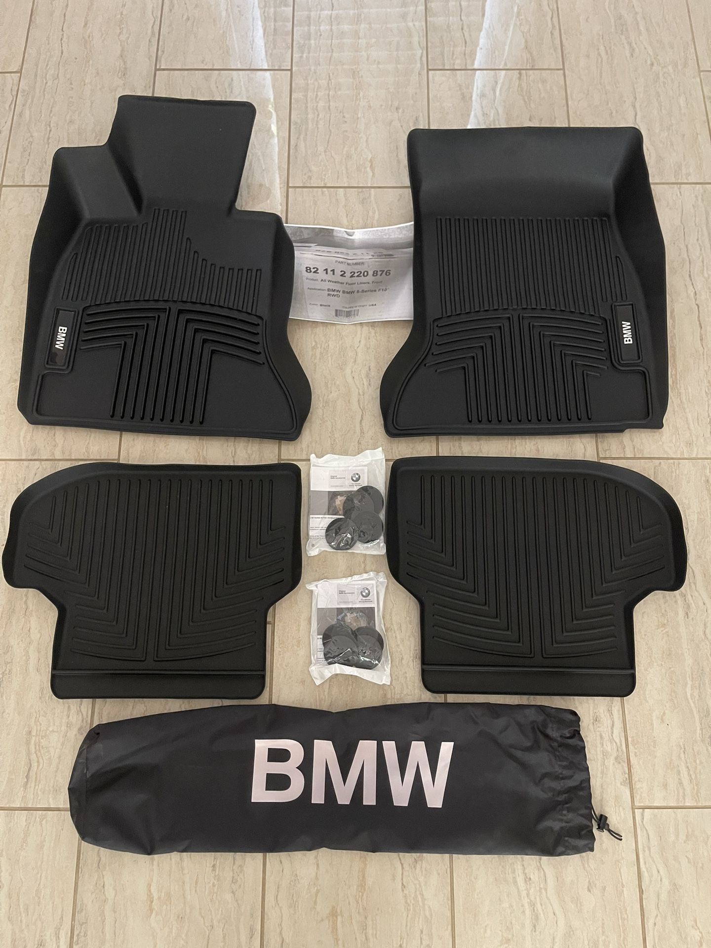 BMW 5-Series F10 All Weather Floor Liners Front & Back New. Fast Shipping!