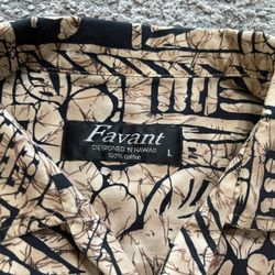 Vintage Favant Large Hawaiian Aloha Shirt Turtle Fish Cotton Brown Vacation