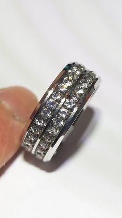 Men's Women's wedding engagement promises ring Band titanium polished gold Finished size 9.0