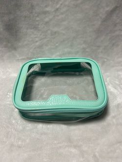 Isle of Paradise Blue clear zip up travel Cosmetic Makeup Bag Toiletry pouch
