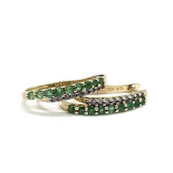 Green Stone Gold Diamond Earrings 10K YG  2.3G EPJ026070