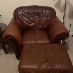 Leather Chair, Ottoman, And Sofa