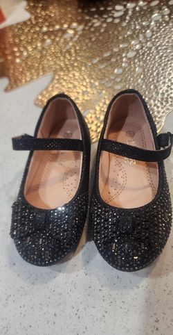 Casual Shoes Flat, Color Black , With Cute BOW  & Super Shiny Rhinestones 