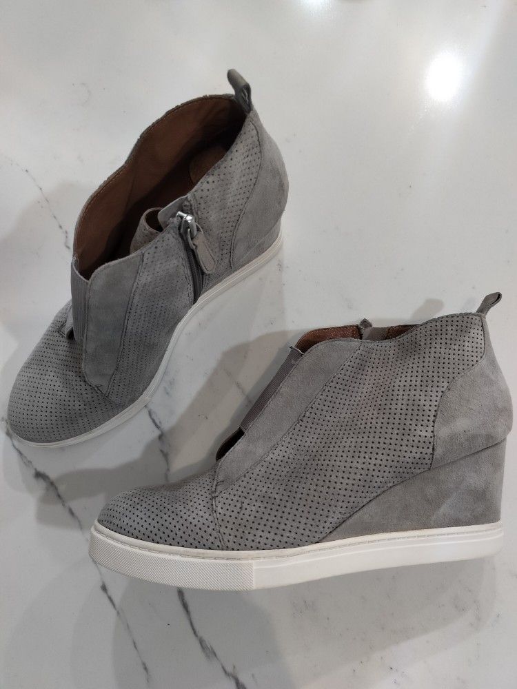 Linea Paolo Gray Boot Suede Wedge Sneaker Ankle Bootie Women’s 8 M