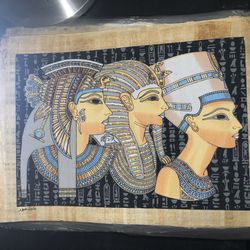 30x40cm handmade Egyptian papyrus painted Nefertiti& Tutankhamun & cleopatra