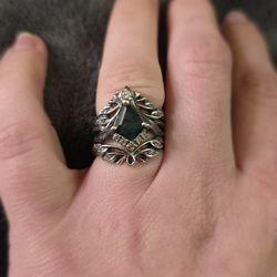 Moss Agate 3 Piece Wedding Set Size 5.5