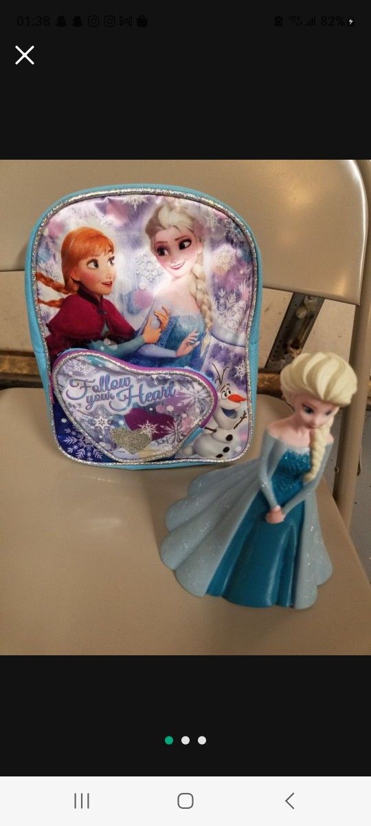 FROZEN backpack and a bank for girls(price for both items)