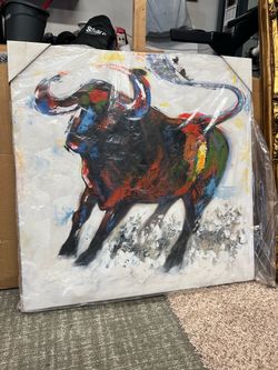 NEW Moe’s Home Collection Abstract Bull Canvas Wall Art - 32"x32"