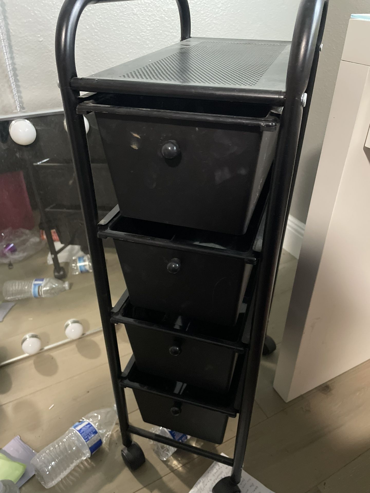 Black 4 Drawer Rolling Cart PLASTIC