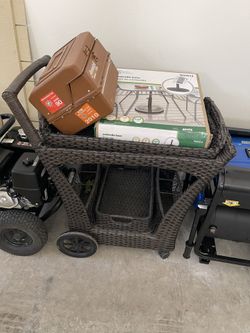 Outdoor Wicker Serving Cart