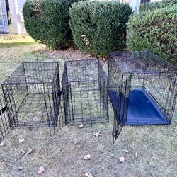 3 Metal Pet Crates: 2 small and 1 medium