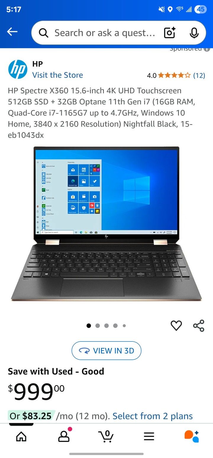 HP ENVY CONVERTIBLE TOUCHSCREEN LAPTOP
