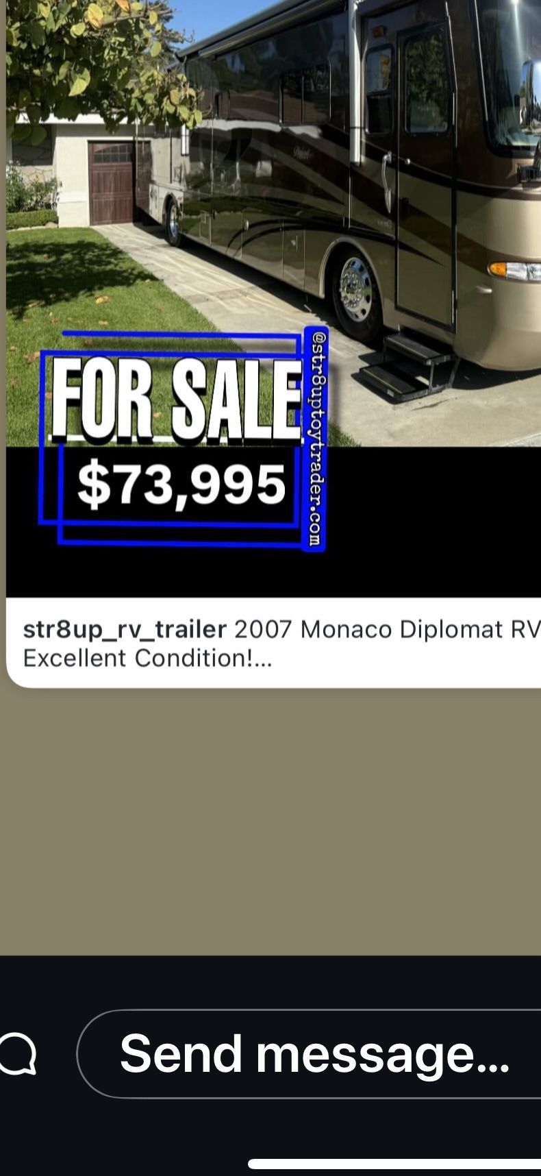 40 Ft 2007 Monaco Motorhome Extremely Low Mileage