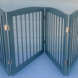 80 Inch Wide, 24 inches tall GreenFreestanding Pet Gate for Dogs, Foldable Wooden Dog Gate for House