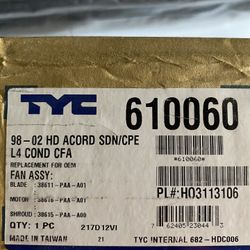 98 - 02 Honda Accord Fan Assembly 