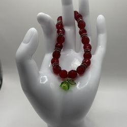 Ruby Romance Rose Charm Bracelet