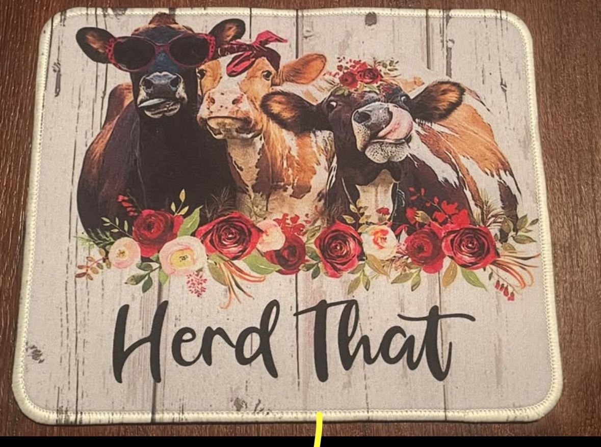 Herd That Mouse Pad Cow Farm Decor