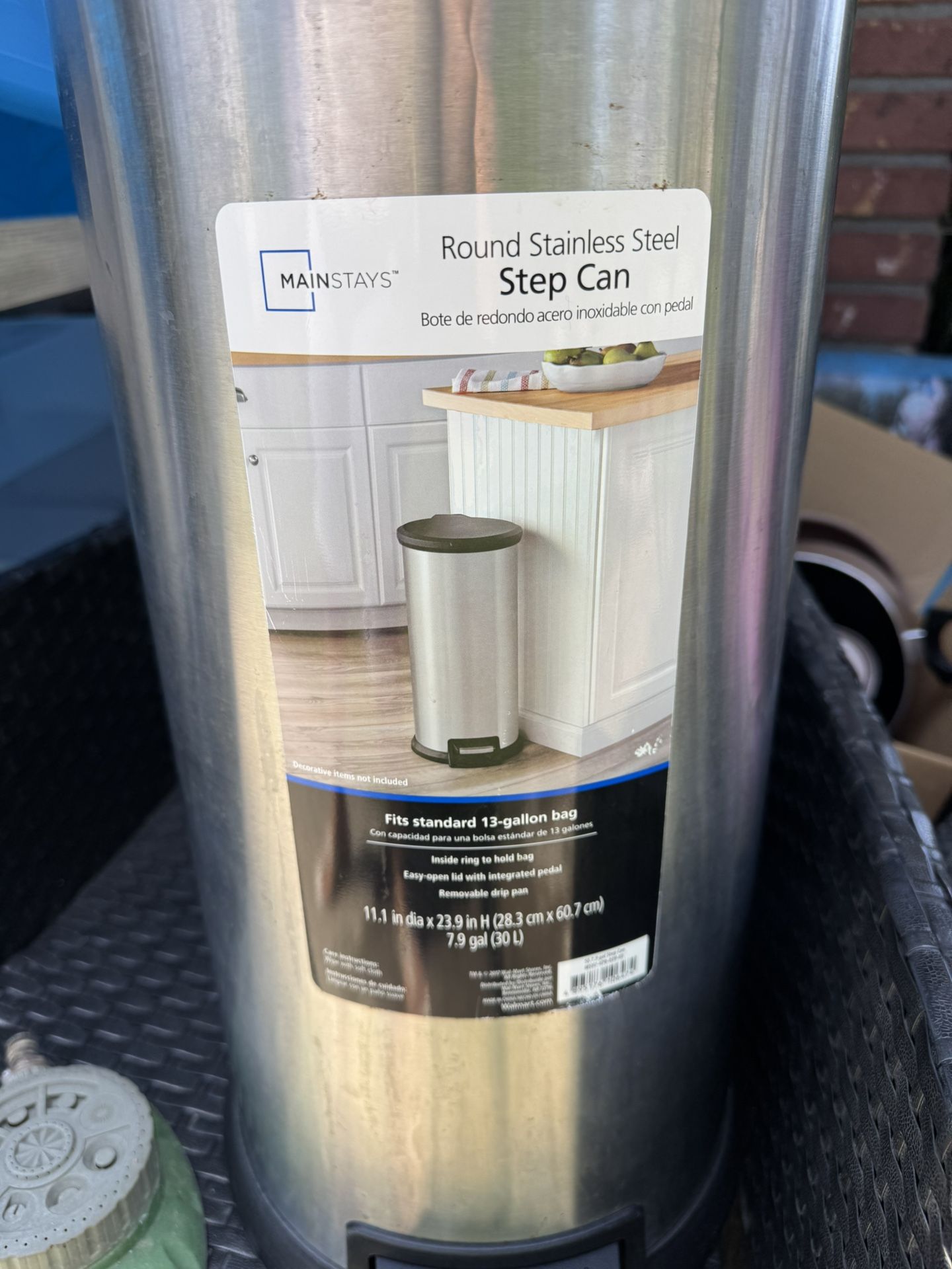MAINSTAYS Round Stainless Steel Step Can