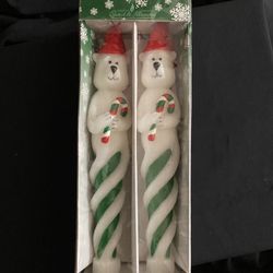 Vintage MTC Sculptured Christmas Candles 10” Santa Polar Bear