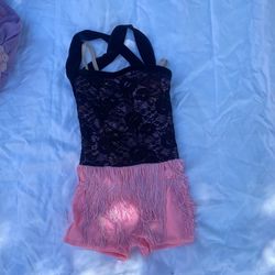 Child’s pink and black fringe dance costume