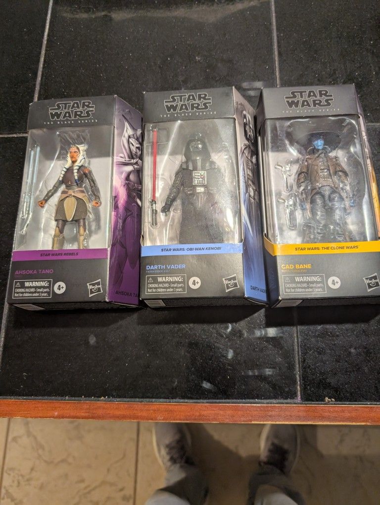 STAR WARS The Black Series lot of THREE 6inch(Darth Vader, Ahsoka Tano, Cas Bane)
