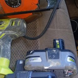DeWalt  1/4 Impact With Two Batteries And Charger One+ Ryobi Drill Two Batteries One Charger And Impact one+ 1/4 Impact And Saw