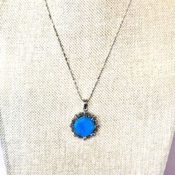 Sterling Turquoise Marcasite Necklace