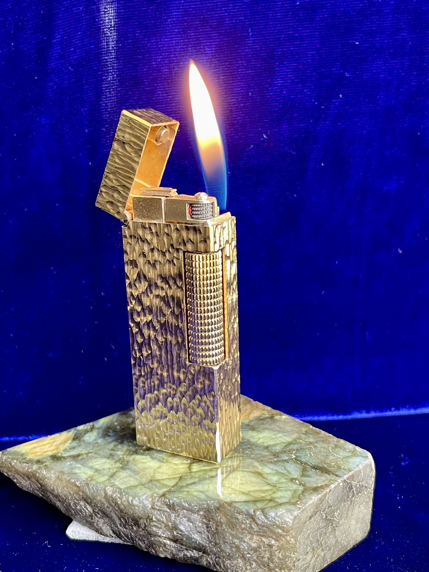 Vintage Bark Gold Dunhill Lighter Mint Condition Works 1 Year Warranty