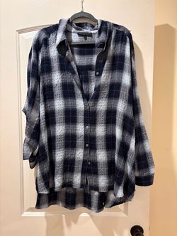 JANE & DELANCEY BLUE COMFY PLAID - BARELY WORN