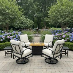 Patio Furniture Set Outdoor Swivel Chair With Fire Pit