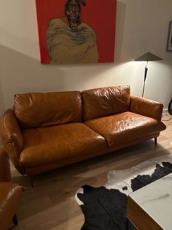 Copenhagen Leather Sofa and Armchair