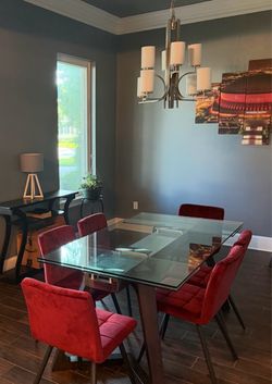 8 BEAUTIFUL RED (REAL) VELVET CHAIRS