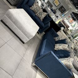 2pc Living Room Set 💙 Blue Fabric 